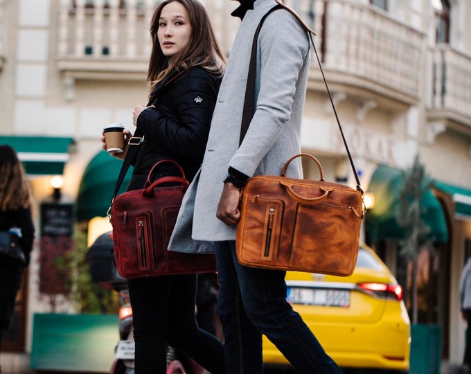 Leather Briefcase Brown Leather Briefcase Men Leather Briefcase Laptop Bag Leather bag Gift for Him Shoulder Bag Men Briefcase