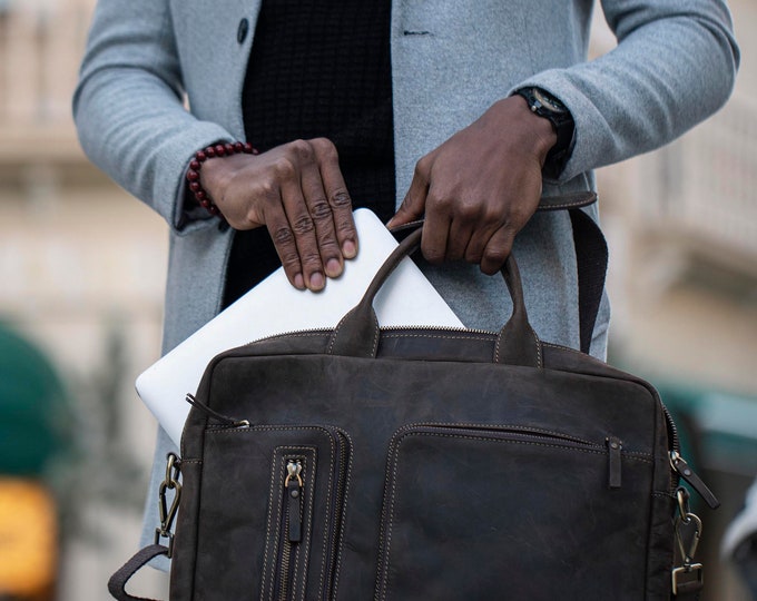 Leather Briefcase Chestnut Leather Briefcase Men Leather Briefcase Laptop Bag Leather bag Gift for Him Shoulder Bag Men Briefcase
