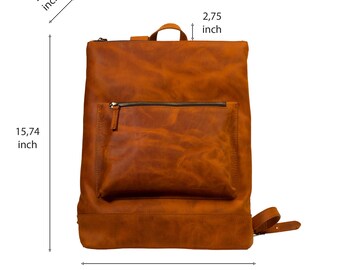Medical Brown‎ Leather Rucksack Backpack Boho Buckle Flap Small Travel Bag Tissila Leather Buckle Backpack – Moroccan Interior main image 3