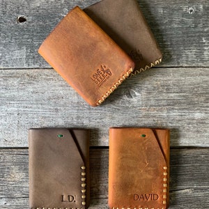 Cartera de cuero, tarjetero de cuero, cartera de cuero desgastado, cartera de cuero personalizada, identificación del titular de la tarjeta de cuero: TEXAS026