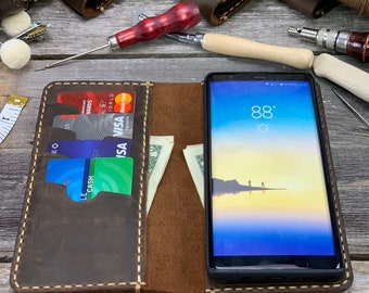 Samsung Galaxy Note8 Leather Wallet Case, Galaxy Note8 case,  Leather Case for Samsung Note8 - IDTEXAS- Note8