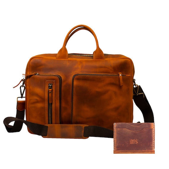 Lone Deer Leather Briefcase + Cardholder