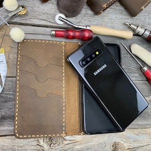 Handmade Samsung Galaxy S10 Leather Wallet Case s10 case s10e leather case leather s9 plus s9+ s9 case - IDTEXAS- 0S10