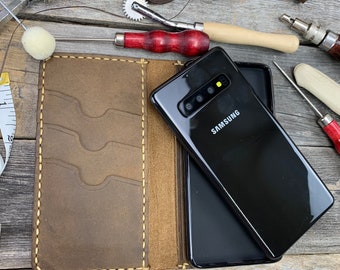 Handmade Samsung Galaxy S10 Leather Wallet Case s10 case s10e leather case leather s9 plus s9+ s9 case - IDTEXAS- 0S10