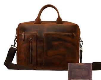 Lone Deer Leather Briefcase + Cardholder