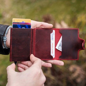 Christmas gift Handmade cardholder, leather cardholder, slim money holder, 3rd anniversary gift, Handmade Leather, Leather Goods