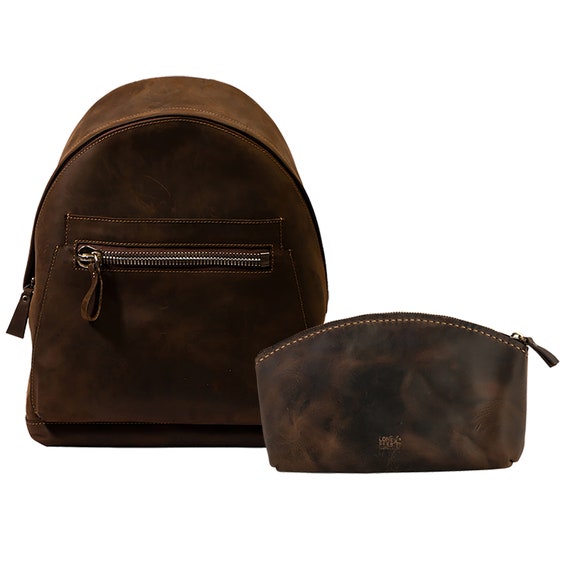 Lone Deer Leather backpack + makeup bag