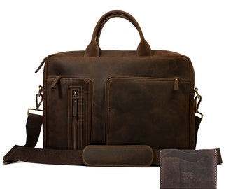 Lone Deer Leather Briefcase + Cardholder