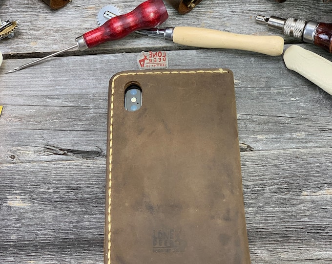 iPhone 8 Case, iPhone 8 Leather Wallet Case, HANDMADE Leather Cover Case - TEXAS009