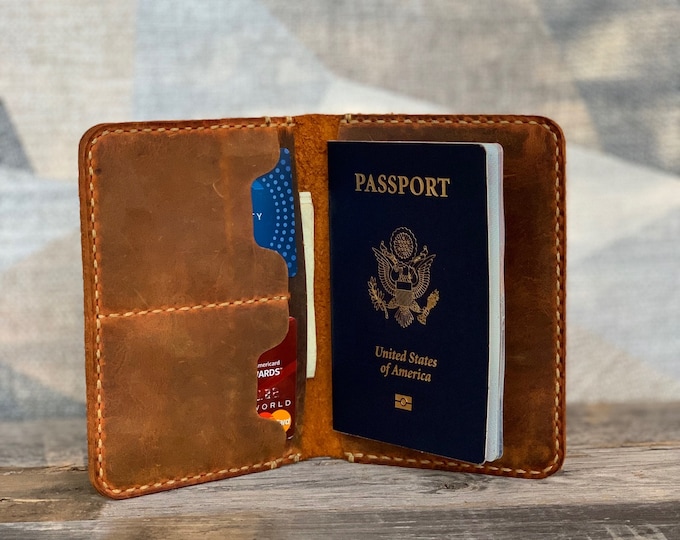 Passport Wallet, PERSONALIZED Leather Passport Wallet, Leather Travel Wallet, Travel Document, Distressed Leather # TEXAS035