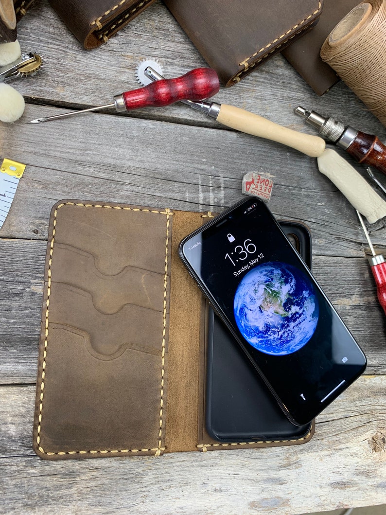 iPhone Xr Case, iPhone Xr Leather Wallet Case, PERSONALIZED Leather Cover Case - TEXAS012 image 3