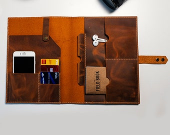 Personalized Leather Snap Lock Journal Case, Luxury Leather Notebook Case