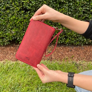 Leather Zipper Wallet | Women's Wallet Organizer | Long Zipper Wallet for Gifts & Christmas | Stylish Leather Wallet