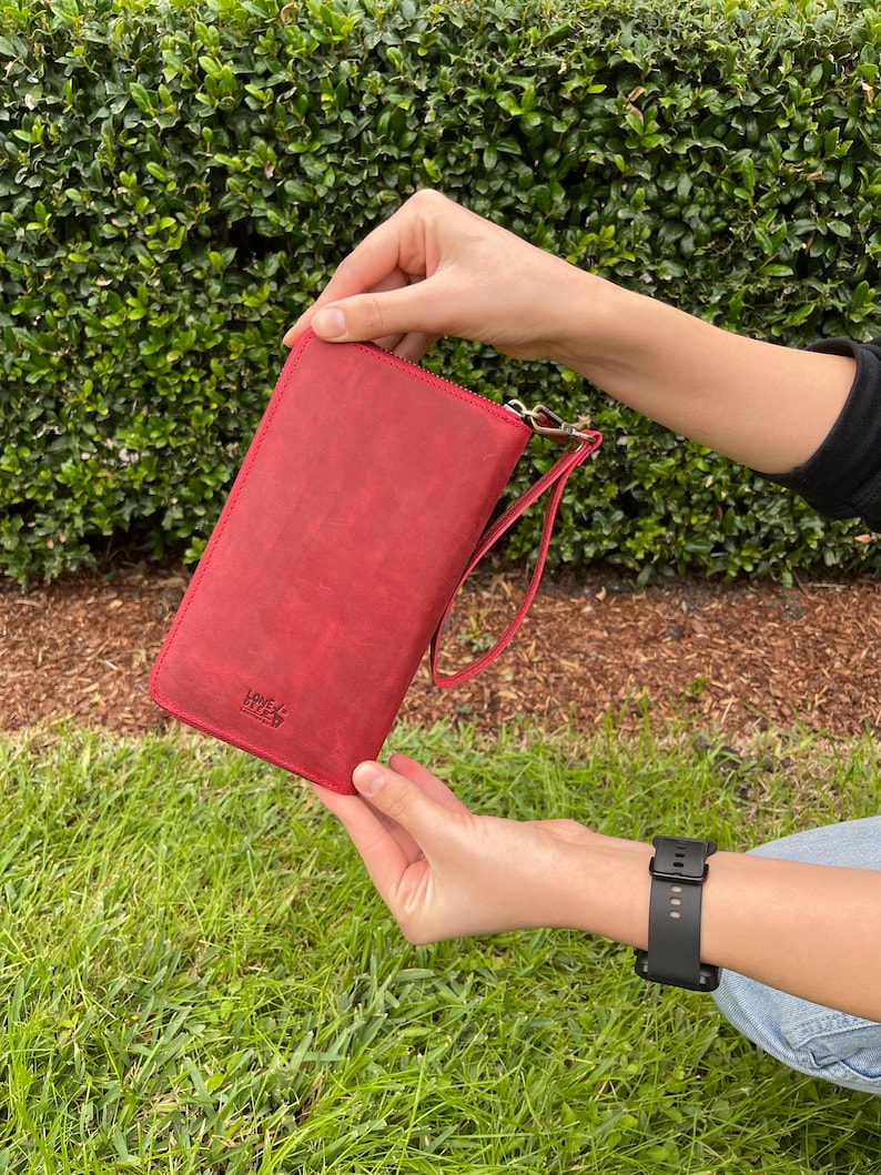 Leather Zipper Wallet | Women's Wallet Organizer | Long Zipper Wallet for Gifts & Christmas | Stylish Leather Wallet