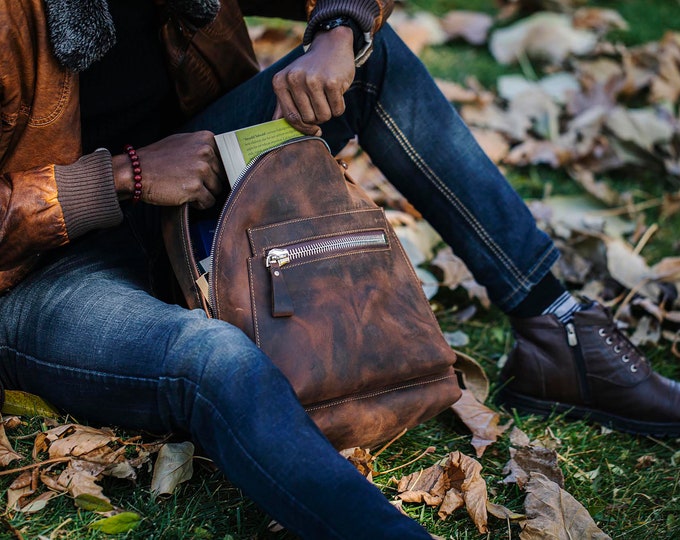 Backpack, Leather Backpack, Retro Metropolitan Fashion, Urban Style, Gift, School Genuine Leather Backpack, Unisex