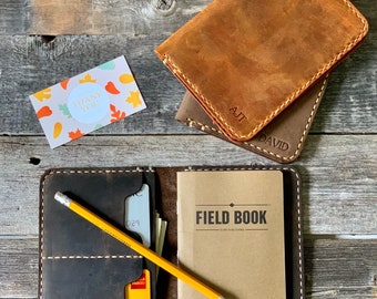Leather Field Notes Cover- Leather Journal/Travel Wallet, Groomsmen Gift Personalized notebook #TEXAS0024