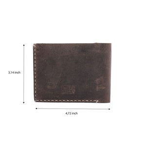 Portefeuille en cuir, portefeuille à deux volets personnalisé, portefeuille minimaliste à trois cartes, portefeuille en cuir monogrammé marron pour homme TEXAS008 image 10