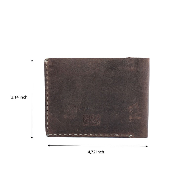 Portefeuille en cuir, portefeuille à deux volets personnalisé, portefeuille minimaliste à trois cartes, portefeuille en cuir monogrammé marron pour homme TEXAS008 image 10