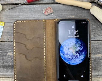 iPhone 12 Case, Leather iPhone 12, Leather Wallet Case, Folio Flip Leather Cover Case, iPhone 12 Leather Phone Holder - TEXAS040