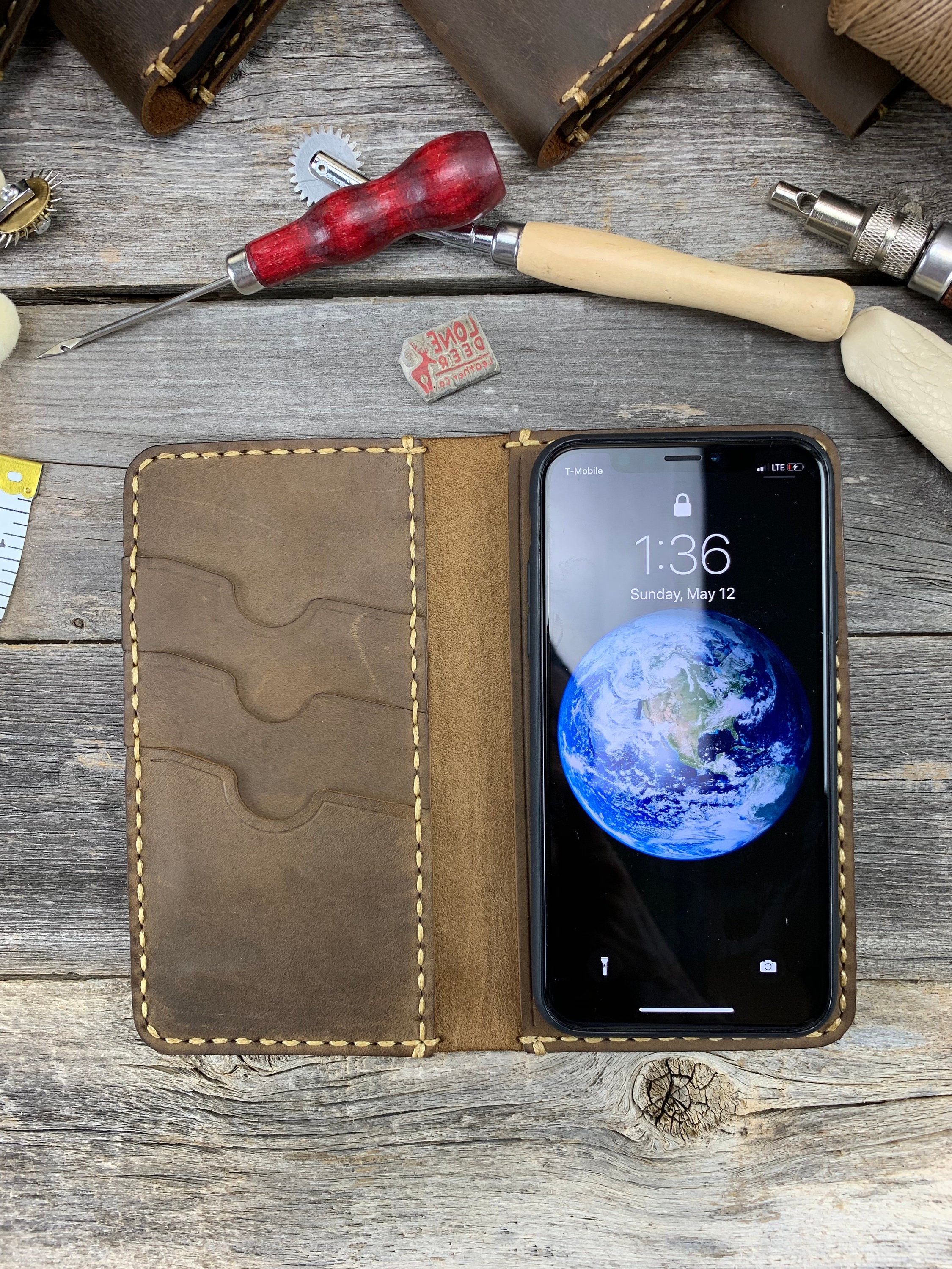 Custom leather wallet case for iPhone 12 Pro