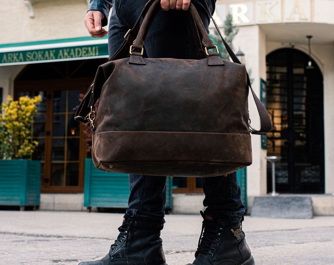Leather travel bag - Weekender bag leather - travel bag - Leather overnight bag - Leather luggage bag - Duffel bag leather