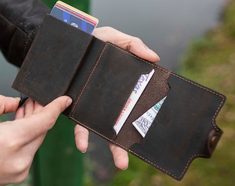 Leather Wallet,Bilfold Wallets,Unisex Bifold Wallet,Minimalist Wallets,Leather CardHolder,Bifold Card Holder-Model