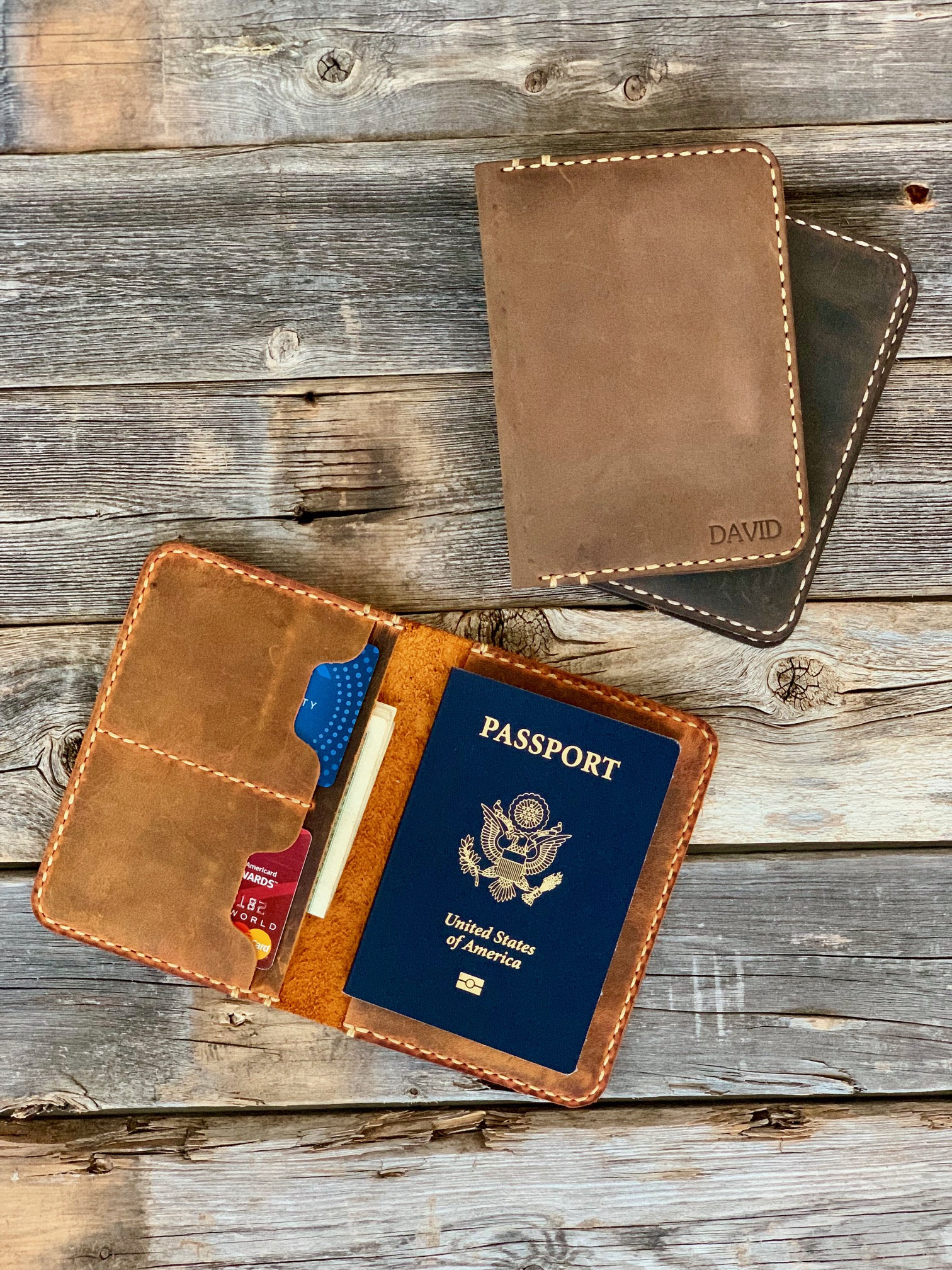 faux leather travel document holder