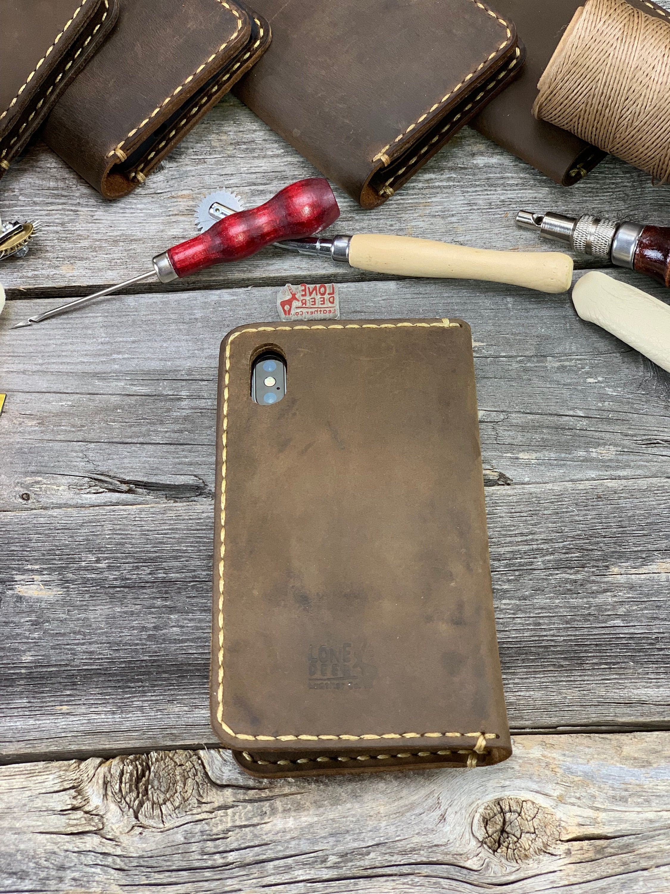 iPhone Xs Max Case, iPhone Xs Max, LEATHER Wallet Case, MONOGRAMMED