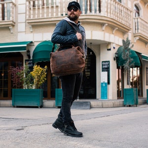 Leather travel bag Leather Weekender bag Leather overnight bag Duffle Bag