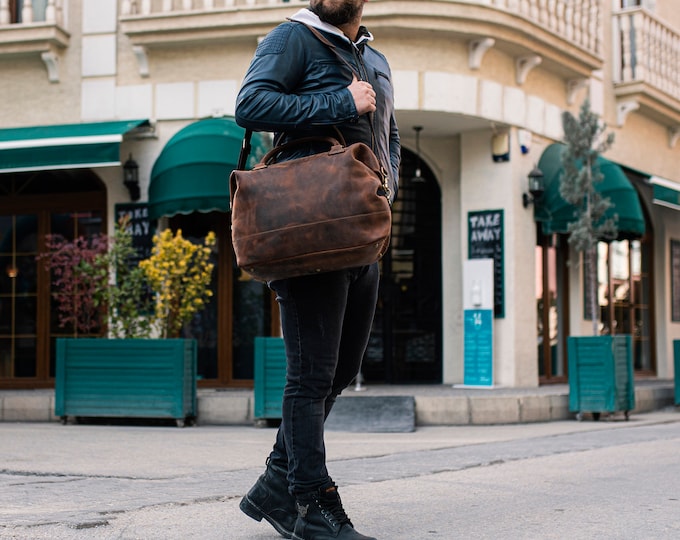 Leather travel bag Leather Weekender bag Leather overnight bag Duffle Bag