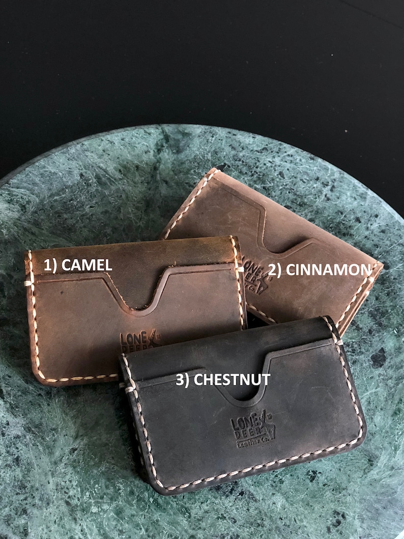 Leather Business Card Holder Leather Bifold Wallet Etsy