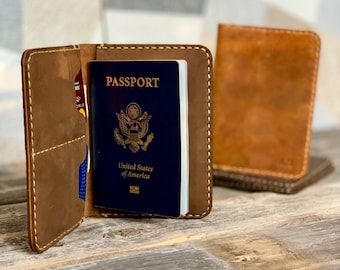 PASSPORT COVER, Leather Travel Wallet, Distressed Leather Passport Wallet, Passport Cover, Passport Case, Retirement Gift #TEXAS029