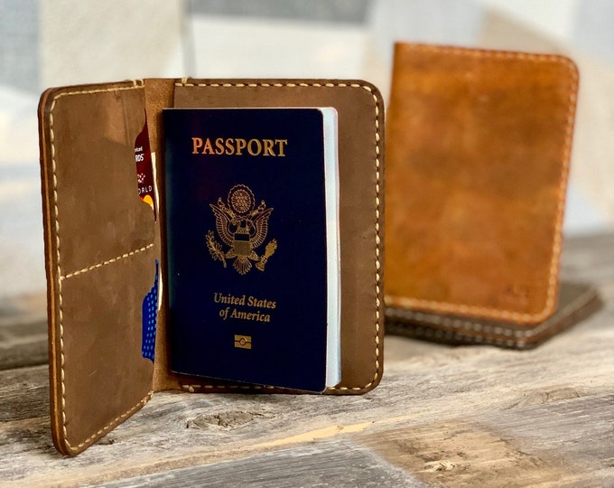 PASSPORT COVER, Leather Travel Wallet, Distressed Leather Passport Wallet, Passport Cover, Passport Case, Retirement Gift #TEXAS029