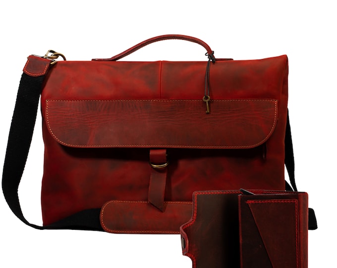 Lone Deer Leather Messenger Bag + Cardholder