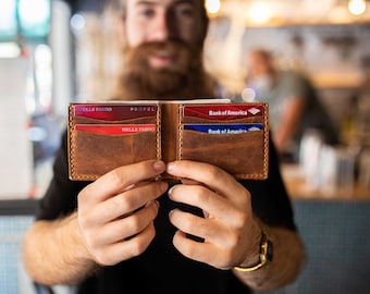 Leather Wallet Handmade leather wallet Leather Personalized Wallet Man Wallet minimalist wallet Groomsmen Gift- Cinnamon # TEXAS0028