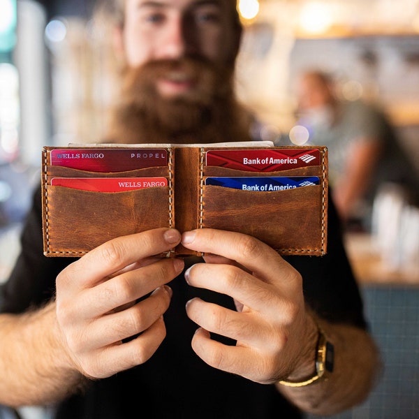 Leather Wallet Handmade leather wallet Leather Personalized Wallet Man Wallet minimalist wallet Groomsmen Gift- Cinnamon # TEXAS0028