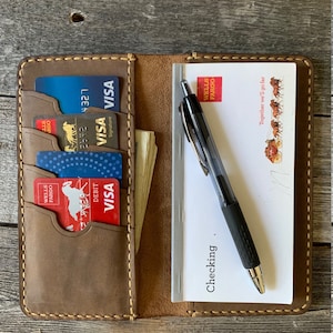 Leather Checkbook, Leather Checkbook Cover, Checkbook Holder, Checkbook Wallet, Checkbook Case, Custom Checkbook. ID: TEXAS028