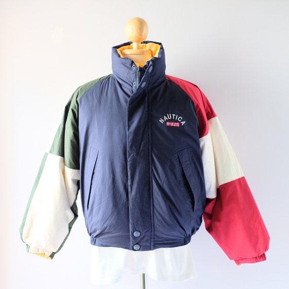 90s Nautica Down Puffer Color-block Reversible Jac