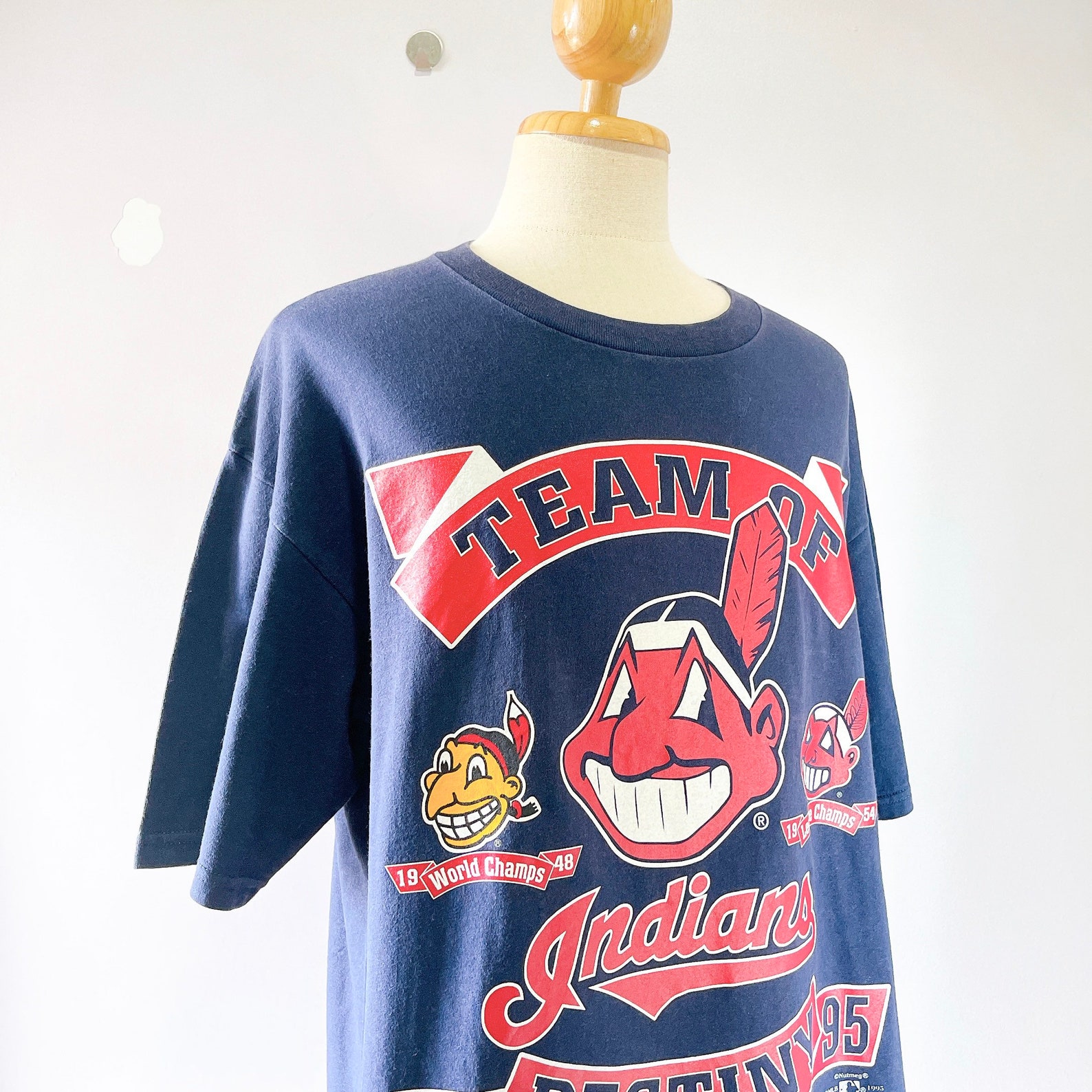 90s Cleveland Indians MLB Baseball Tshirt size XL Etsy