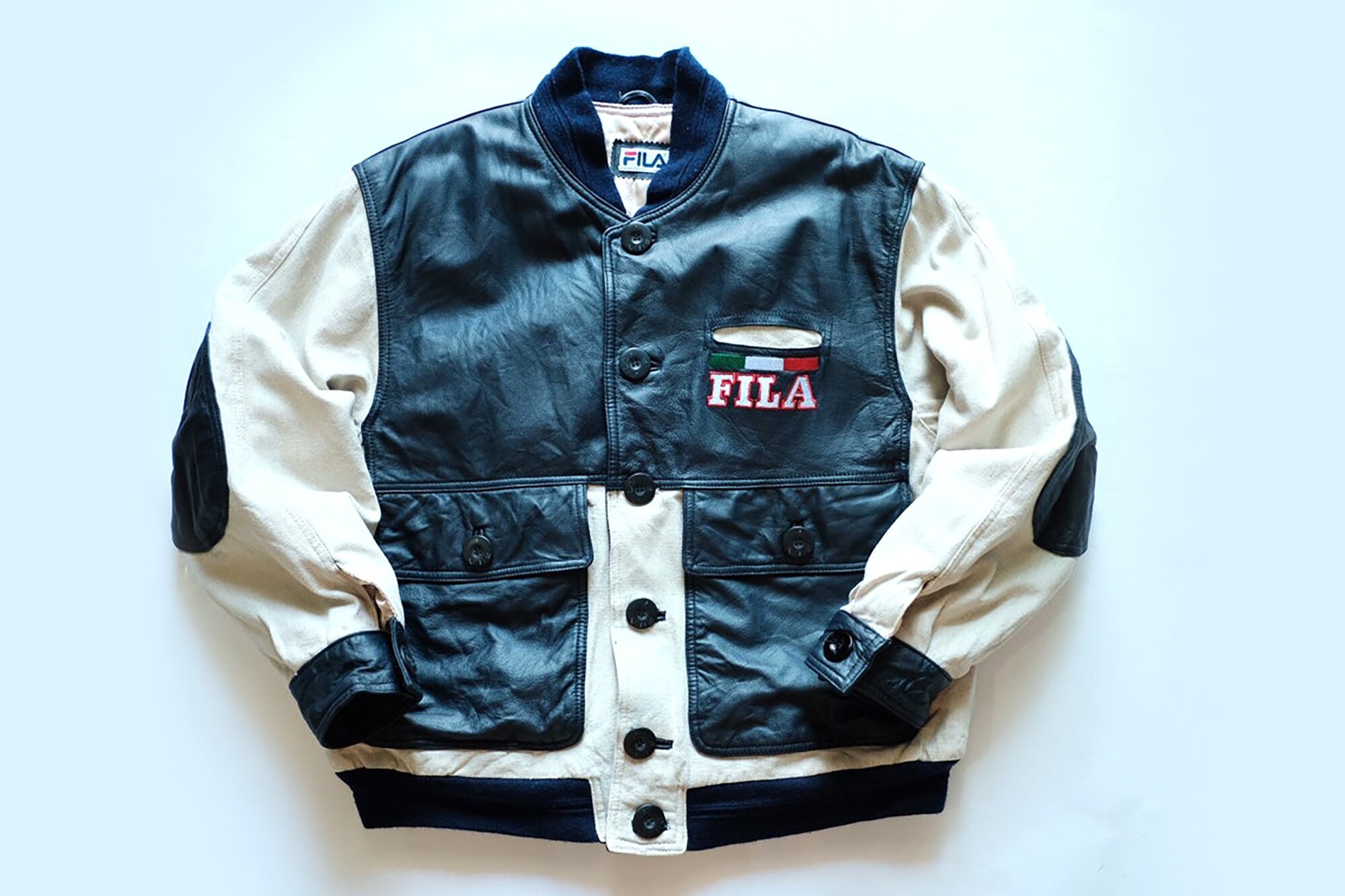 Vintage Fila Leather Jacket Streetwear 