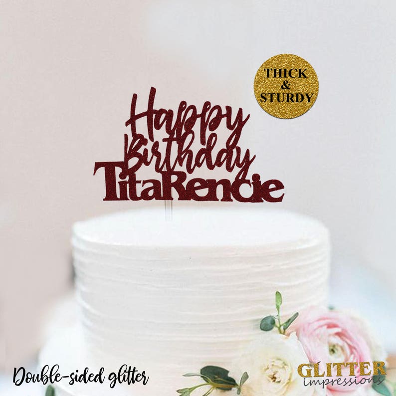 Sparkly Cake topper Cursive Font Glitter Birthday Cake Topper Custom topper Personalized Cake Topper Custom Name Birthday Cake topper