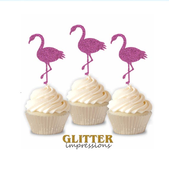 Flamingo Cupcake Topperhawaiian Themed Party Cupcake Topper Etsy