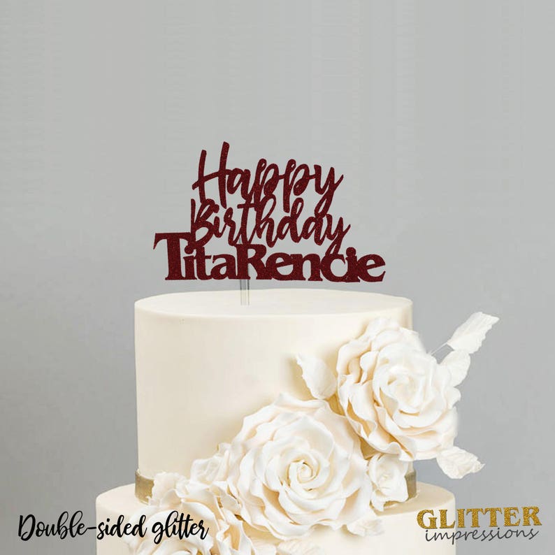 Sparkly Cake topper Cursive Font Glitter Birthday Cake Topper Custom topper Personalized Cake Topper Custom Name Birthday Cake topper