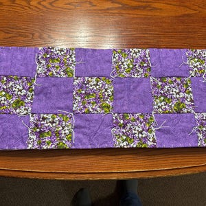 Purple Flowers Table Runner 33 L x 13 W