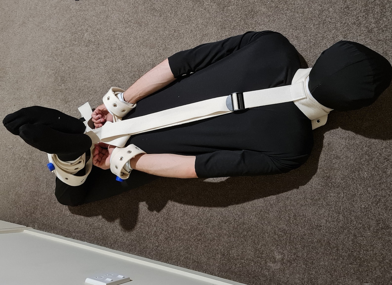 Self Bondage Super Strict Segufix Head to Ankle Hogtie, Wrist Cuffs or