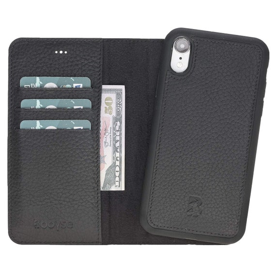 Magnetic Detachable Black Leather Wallet Case With Snap On And - Apple Leather Wallet Case Iphone Xr Magnetic Detachable Black Leather Wallet Case With Snap On And - Apple Leather Wallet Case Iphone Xr