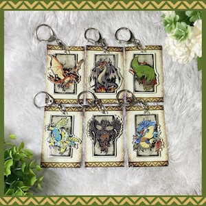 Monster Hunter Ink Style Acrylic Keychain Vol.1 : Rathalos, Fatalis, Deviljho, Zinogre, Nergigante, Lagiacrus