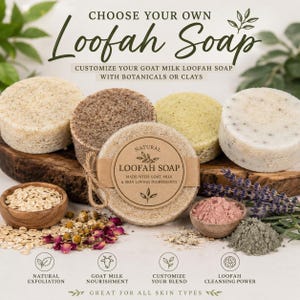 Loofah Soap - Clays - Flowers - Matcha - Lotus Blossoms - Coffee Grounds