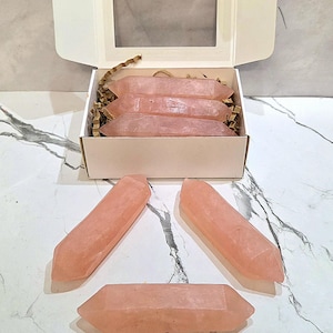 Rose Quartz Crystal Soap Set - Set of 3 – Floral Rose Soap Bars – Gift Boxed Crystal Soaps – Spa Gift - Functional Art Soap