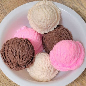 Neapolitan Ice Cream - Soap - Set of 3  - Strawberry - Chocolate - Vanilla - Party Favor